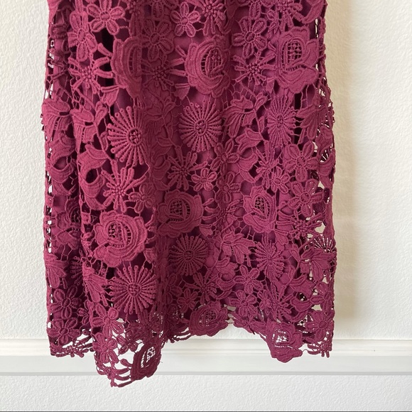 LULU’S Love Poem Burgundy Crochet Lace Mini Dress - Picture 7 of 14